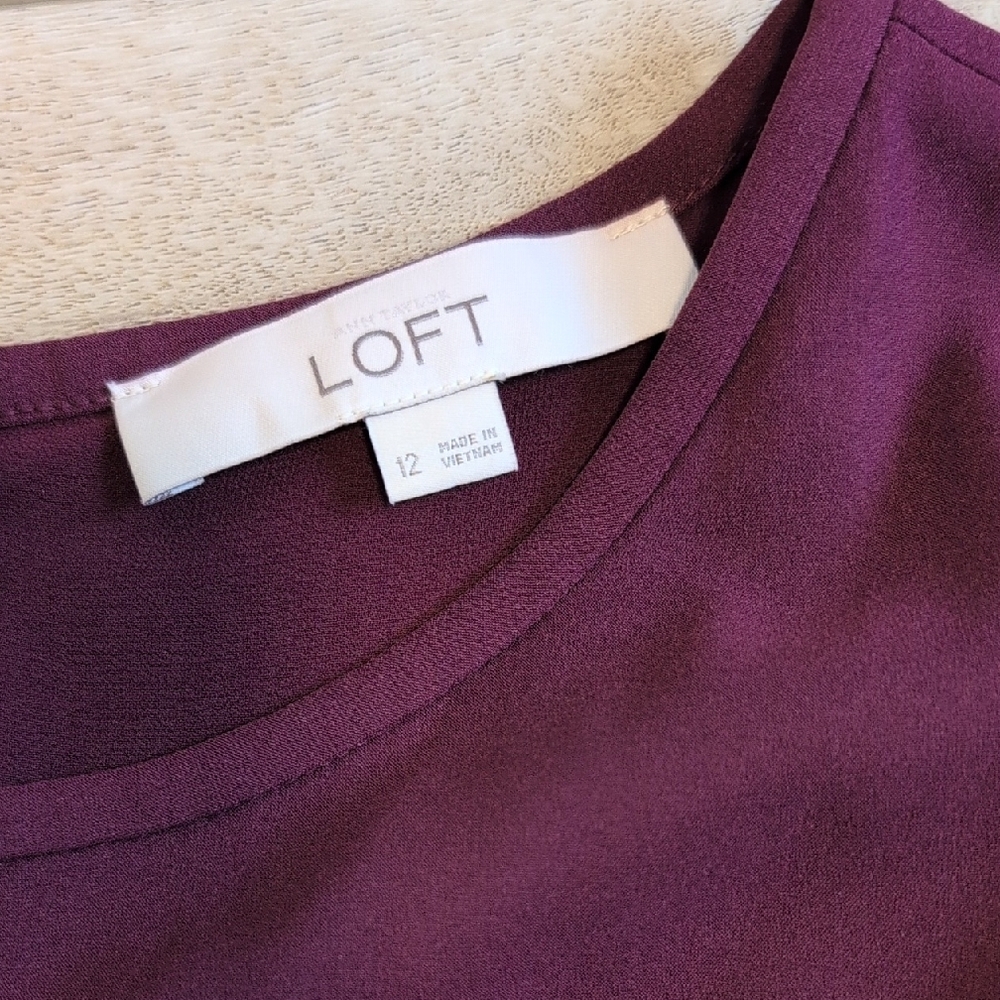 LOFT Rich Purple Sleeveless Top - Picture 2 of 3